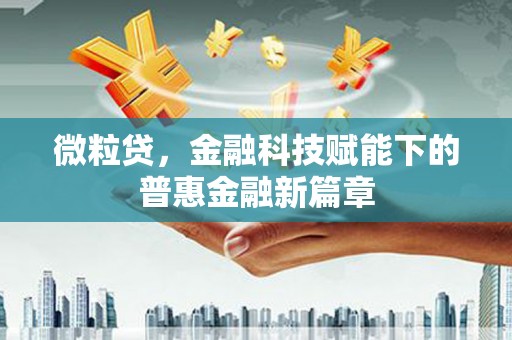 尼玛微粒贷，金融科技赋能下的普惠金融新篇章