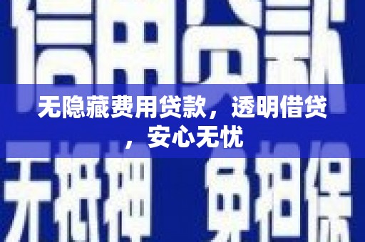 尼玛无隐藏费用贷款，透明借贷，安心无忧
