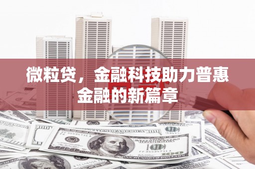 尼玛微粒贷，金融科技助力普惠金融的新篇章