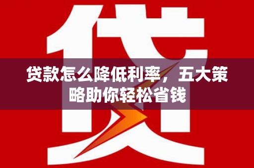 尼玛贷款怎么降低利率，五大策略助你轻松省钱