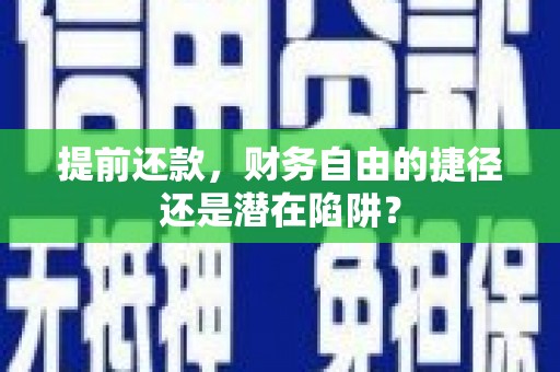 尼玛提前还款，财务自由的捷径还是潜在陷阱？