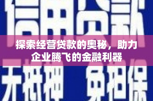 尼玛探索经营贷款的奥秘，助力企业腾飞的金融利器