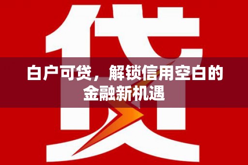 尼玛白户可贷，解锁信用空白的金融新机遇