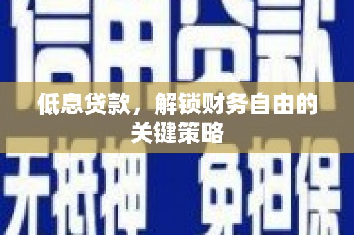 尼玛低息贷款，解锁财务自由的关键策略