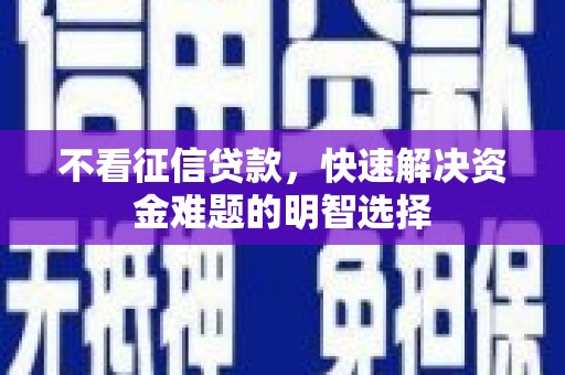 尼玛不看征信贷款，快速解决资金难题的明智选择