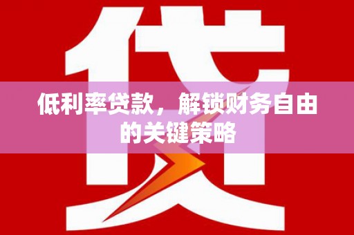 尼玛低利率贷款，解锁财务自由的关键策略