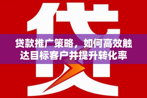 尼玛贷款推广策略，如何高效触达目标客户并提升转化率
