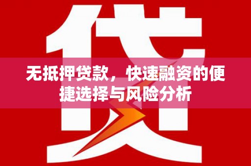 尼玛无抵押贷款，快速融资的便捷选择与风险分析