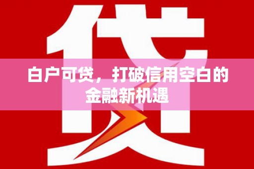 尼玛白户可贷，打破信用空白的金融新机遇