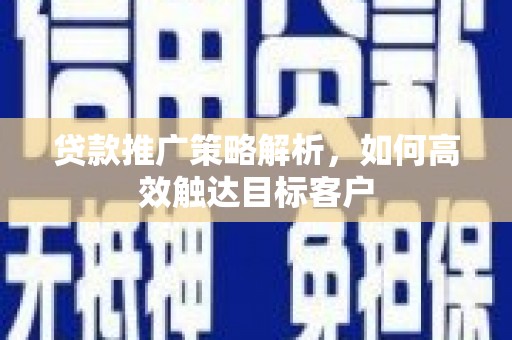 尼玛贷款推广策略解析，如何高效触达目标客户