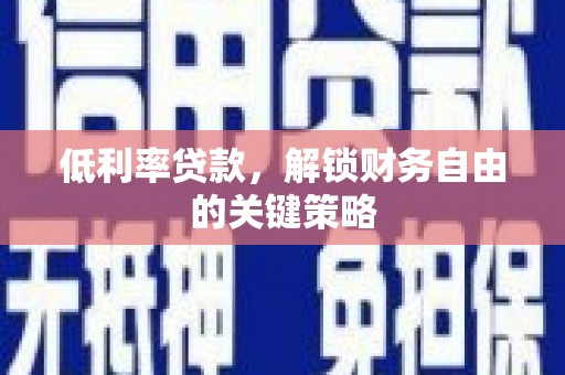 尼玛低利率贷款，解锁财务自由的关键策略