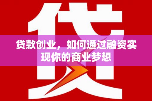 尼玛贷款创业，如何通过融资实现你的商业梦想