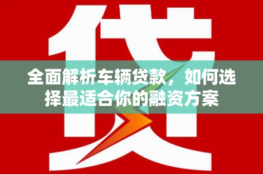 尼玛全面解析车辆贷款，如何选择最适合你的融资方案