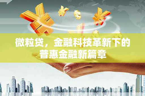 尼玛微粒贷，金融科技革新下的普惠金融新篇章